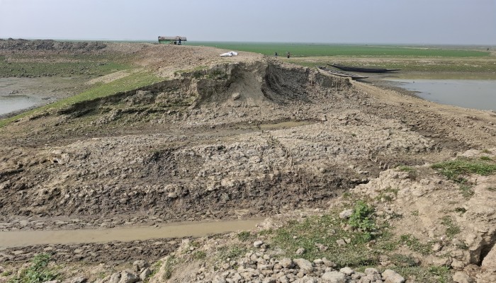 শান্তিগঞ্জে উদ্বোধনেই সীমাবদ্ধ ফসলরক্ষা বাঁধের কাজ