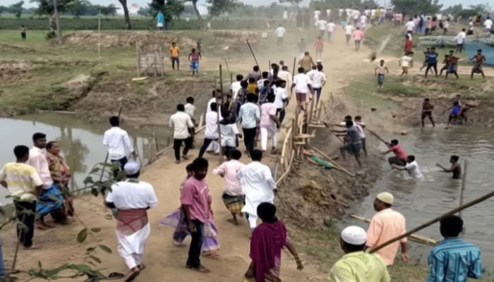 ‎পাগনার হাওরে বাঁধ কাটা নিয়ে সংঘর্ষ, আহত ১১