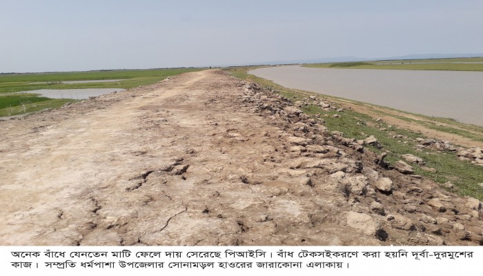 ভারি বৃষ্টিতে নড়বড়ে বাঁধ, শঙ্কায় কৃষক