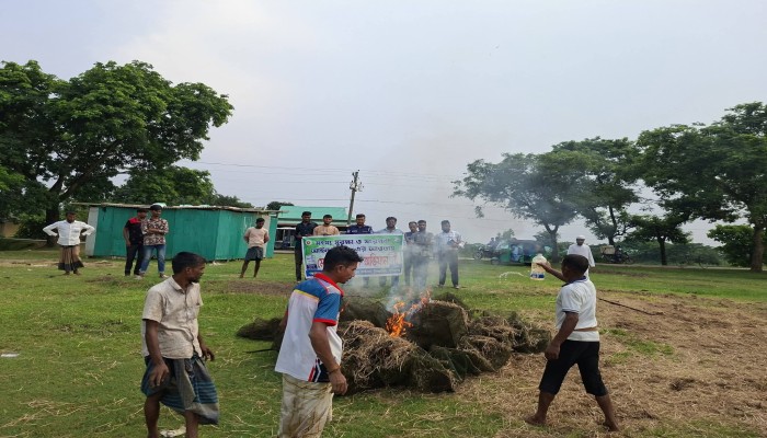 বিশ্বম্ভরপুরে অবৈধ জাল জব্দ, আগুনে পুড়িয়ে ধ্বংস