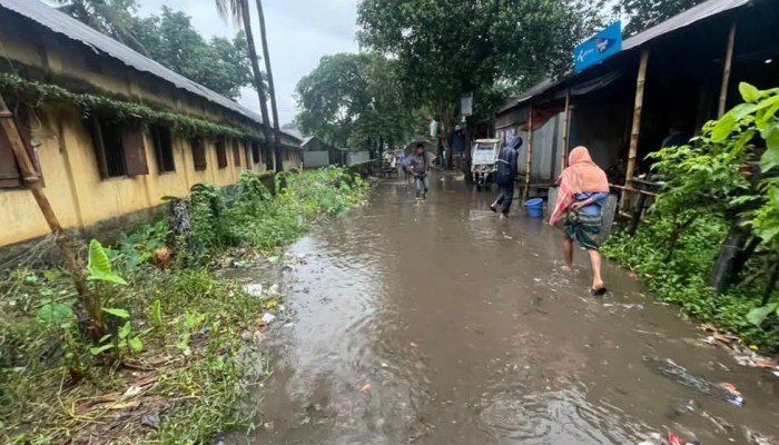 সড়কে জলাবদ্ধতা-ময়লার স্তূপ দুর্ভোগে শিক্ষার্থী ও পথচারীরা