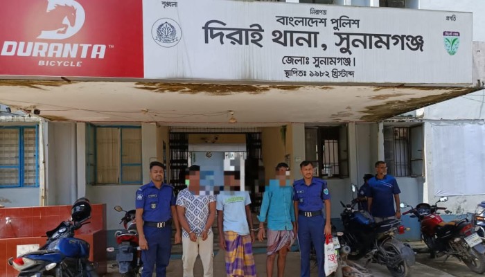 দিরাইয়ে ২ মাদকসেবীসহ গ্রেপ্তার ৩
